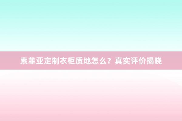 索菲亚定制衣柜质地怎么？真实评价揭晓